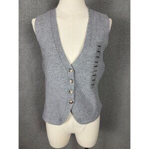 Ultra Flirt Juniors' V-Neck Button-Front Sweater Vest Gray Size Large NWT's